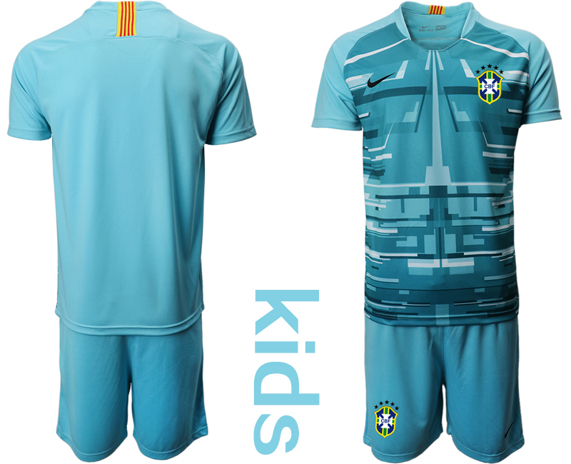 Cheap Youth 2020-2021 Season National team Brazil goalkeeper blue Soccer Jersey